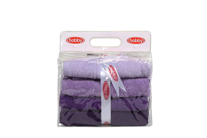 Aucune Juego de 4 toallas de mano - Morado - 50 x 90 cm